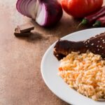 Traditional mole Poblano with rice